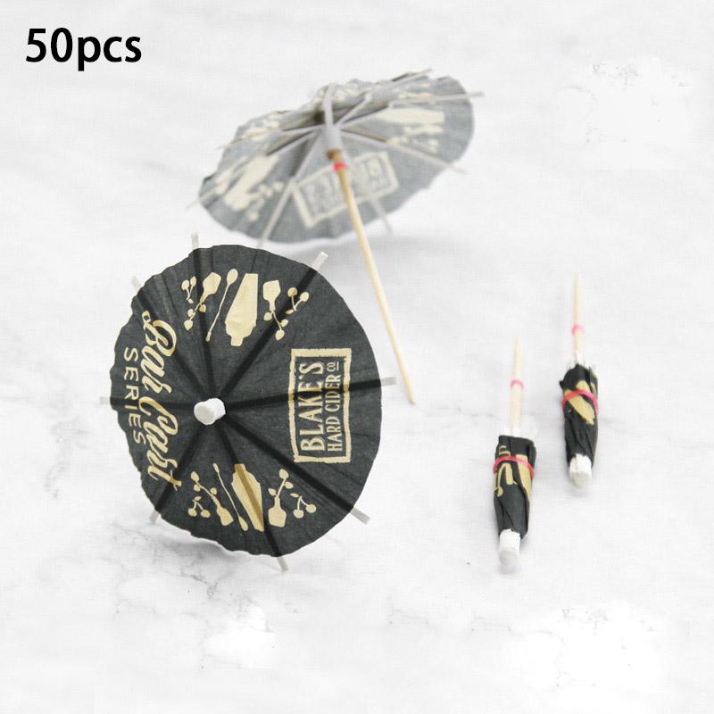 50Pcs Tropical Palm Tree Paper Umbrella Cocktail Food Fruit Picks Cupcake Toppers Hawaiian Birthday Party Wedding Decorations