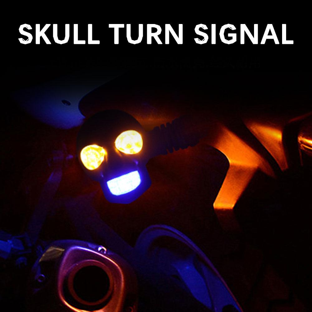 2pcs Motorcycle Lights,Skull Style LED Turn Signal Motorcycle Direction Lights,Indicator Ligh,Skull Turn Signal Indicator Light