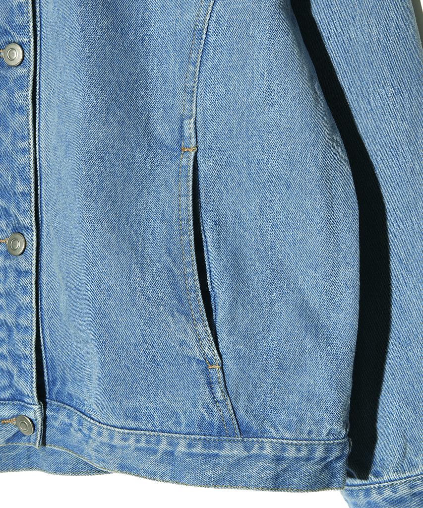 Peace Maker Divide Minimal Denim Trucker Jacket (Light Indigo)