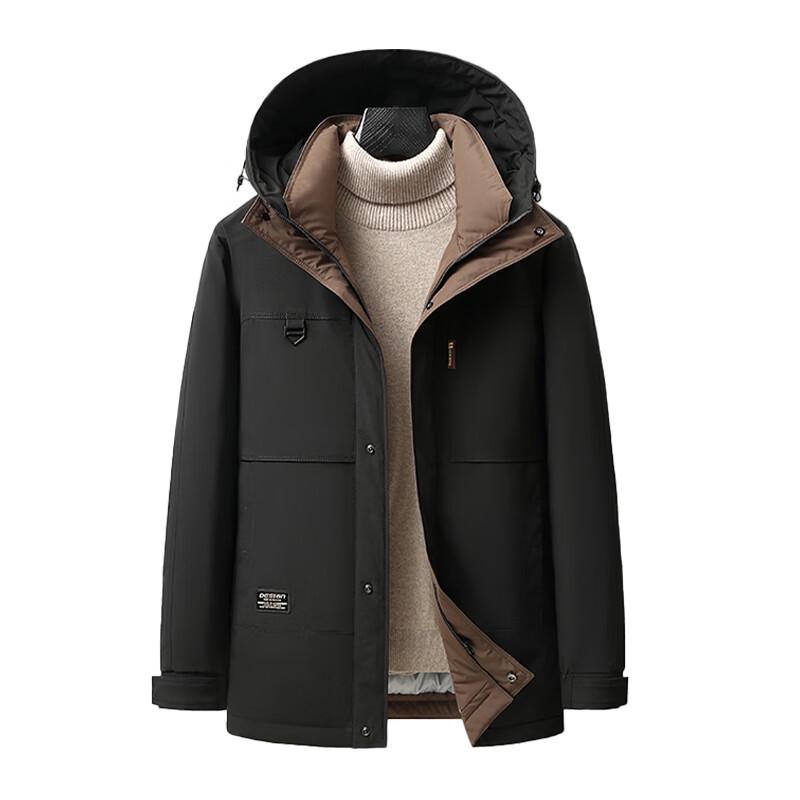 Hengyuanxiang Unisex Windproof Down Jacket with Detachable Hood HYX217YRF