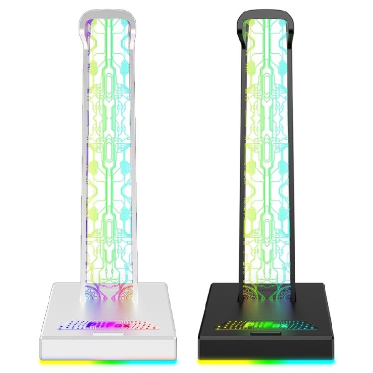 LED Headphone Stand USB Charger Gaming Headset Holder Hanger Rack with 2 USB Port 3.5mm Port LED Light for Headphone