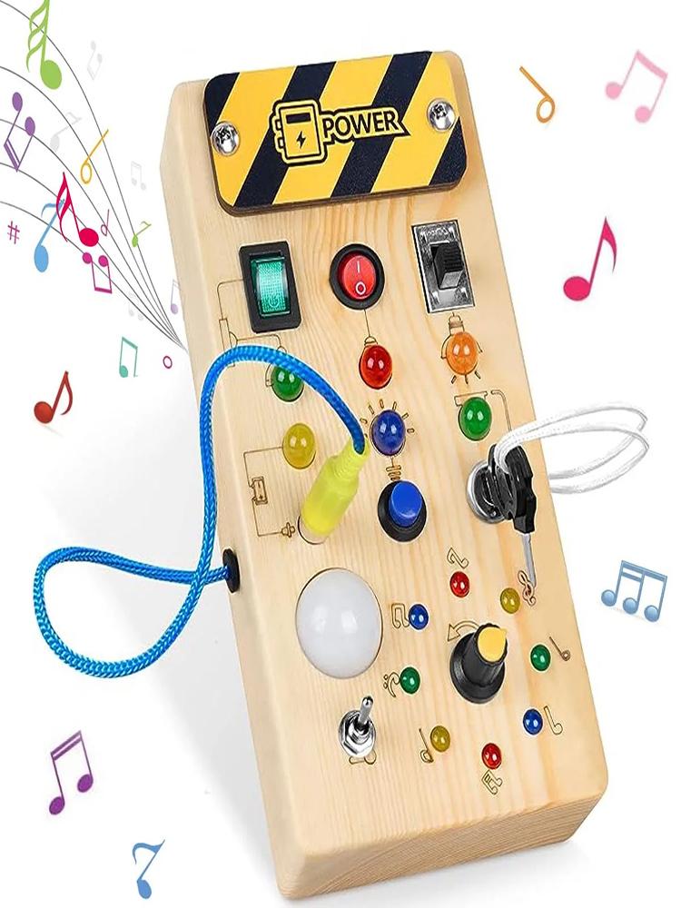 Kinder Früherziehungsspielzeug Elektronisches LED-Licht Baby Holz Sensorisches Aktivitätsbrett Montessori Für Kleinkind Weihnachtsgeschenke