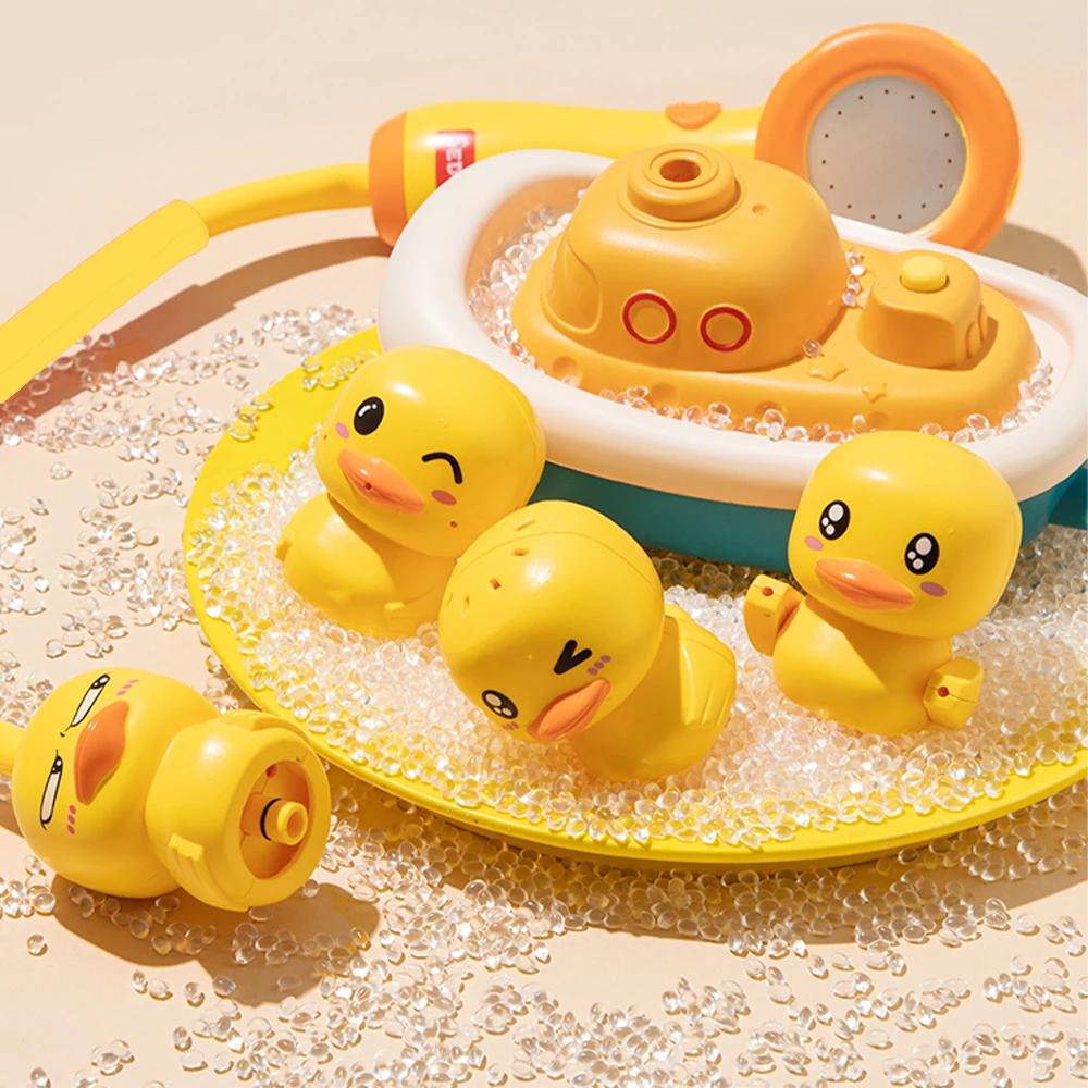 Non-Toxic Children Showerhead Shower Toy Little Yellow Duck Electric Rotating Showerhead Water Spray Baby Shower Toy Children Bath Toys
