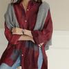 2024 Women's Fashion Loose Casual Plaid Patchwork Long-Sleeve Irregular Shirt for Autumn and Winter