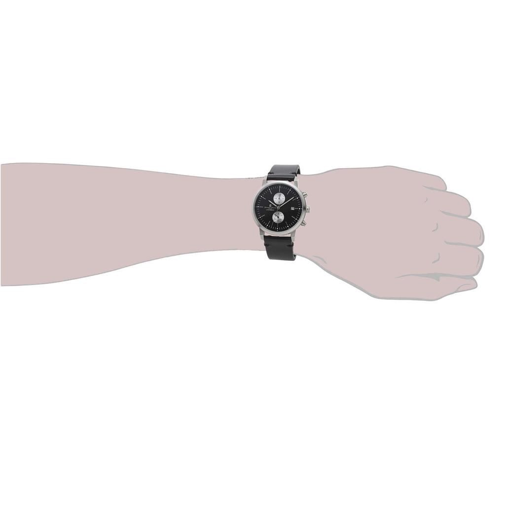 Unisex Leather SSBK [Salvatore Marra] Watch, Simple, Slim, Analog, Quartz, Men's/Women's, Chronograph, Strap, Silver/Black, [Used]