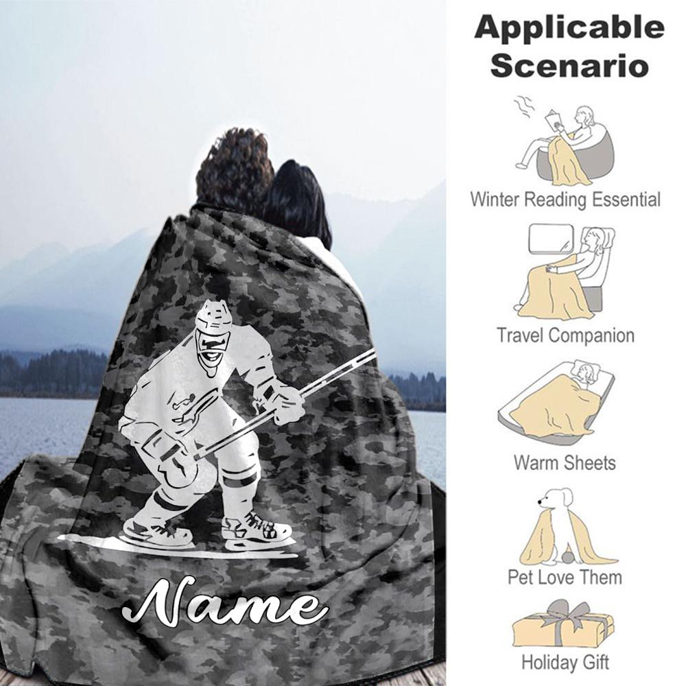 Hockey Style Personalized Name Blanket Lightweight Personalized Blanket Ultra-Soft Throw For Chair Seaside Livingroom Picnics for All Occasions