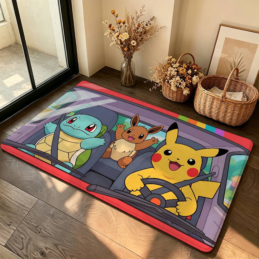 Cute Anime P-Pokemons Carpet Bathroom Anti-slip Mat Door Mat Home Decoration Mat Entrance Door Mat Scratch-resistant Door Mat