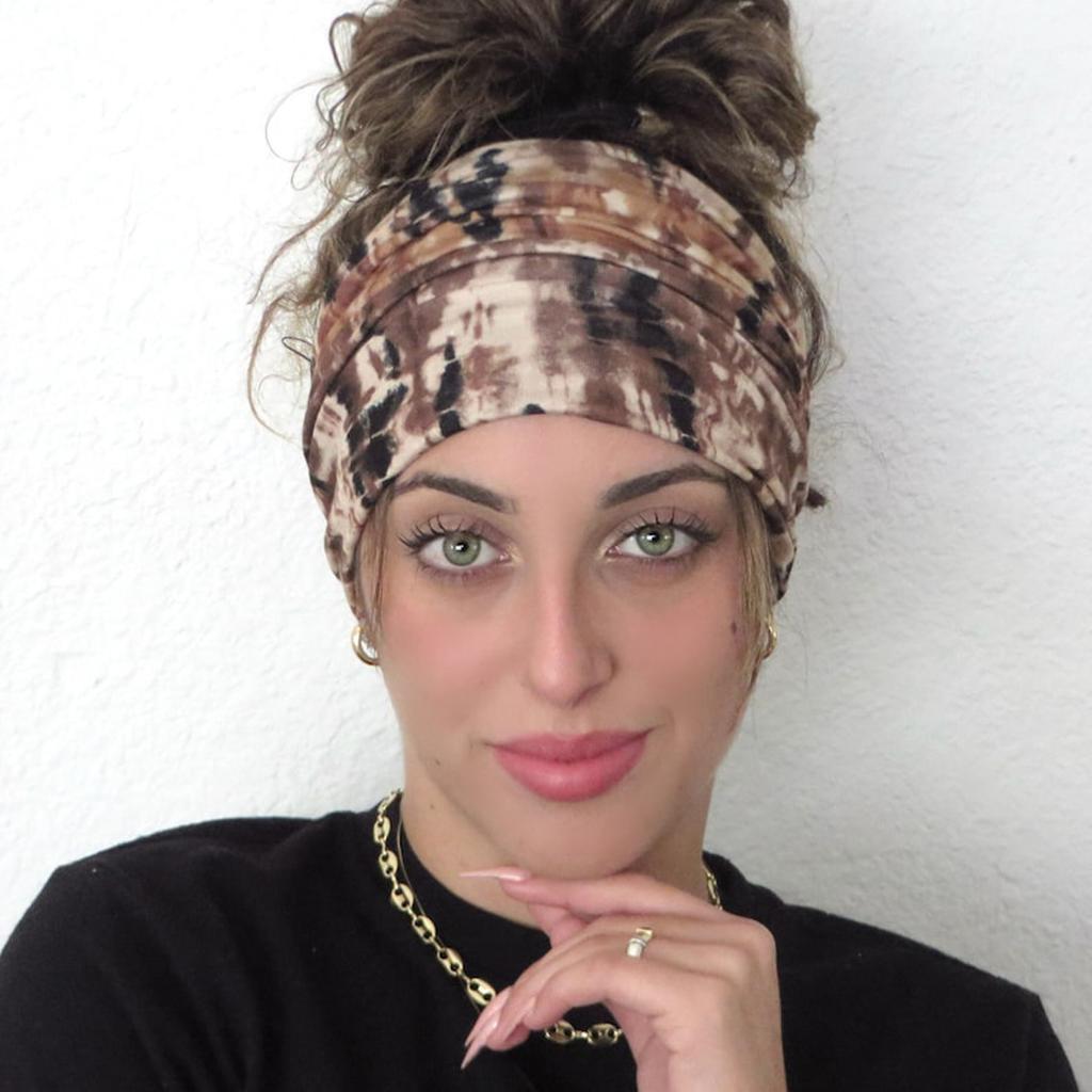 Tie-dye Headband For Women Woman Elastic Hairbands Width Hair Band Fashion Bandanas Yoga Headwear Sports Turbans Accessories New