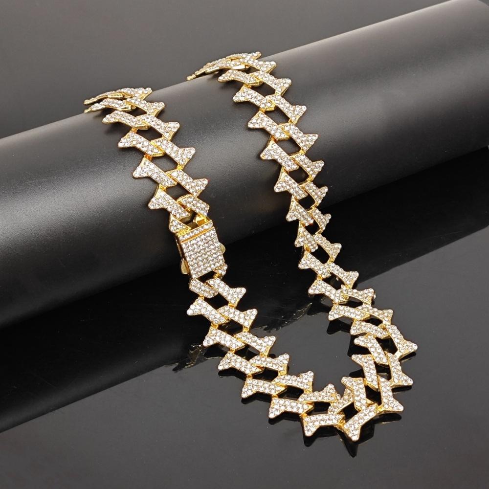Hip Hop 21mm Prong Miami Cuban Chain Necklaces Micro Pave Rhinestones Luxury Bling Iced Out Charms Hiphop Rapper For Men Jewelry