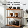 Multifunctional Wood Rack with 3 Layers Coffee Cup Display Stand Multilayer Storage Shelf Practical Cup Organizers