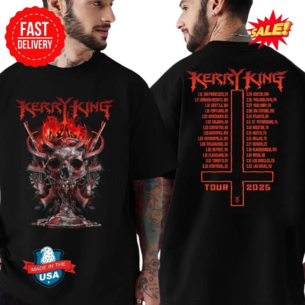 

Kerry King Merch Skull Blast Itin Tee Tour 2025 Two Sided Print Classic T-Shirt Unisex T-Shirt XXXXL