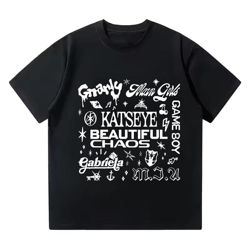 Hot Katseye Funny Print T-shirt Women Men Casual Graphic Tees Tops Unisex Korean Style T Shirt Gothic Y2k Tshirt Clothes