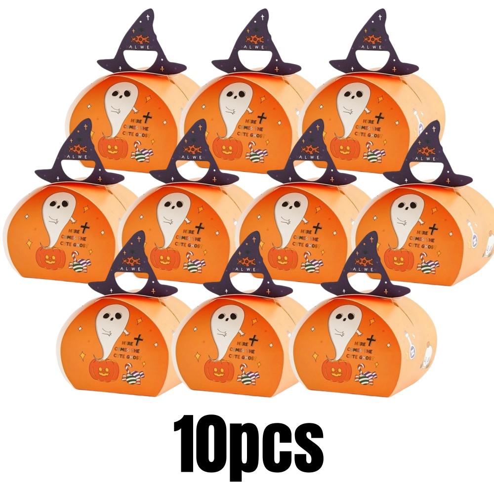 10 Stück Halloween Süßigkeitenboxen Kürbisform Trick or Treat Keksdose Partygeschenk Verpackungsmaterialien Schokoladenverpackung Geschenktüte
