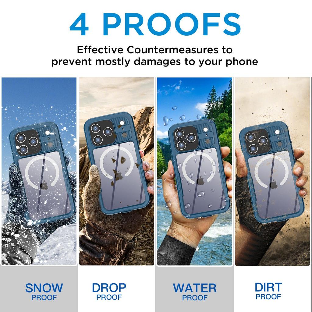 Waterproof IP68 Case for iPhone 17 Pro Max 17 Pro 16 Plus 16 Pro Max MagSafe Heavy-duty Shockproof Protection Magnetic Cover
