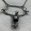 Gothic Weird Sliver Color Hanging Skeleton Corss Pendant Necklace for Women Men Halloween Scary Collar Chain Jewelry Accessories