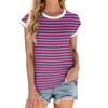 Women's Fashion Casual Basic Striped Textured Round Neck T-shirt Vest Top