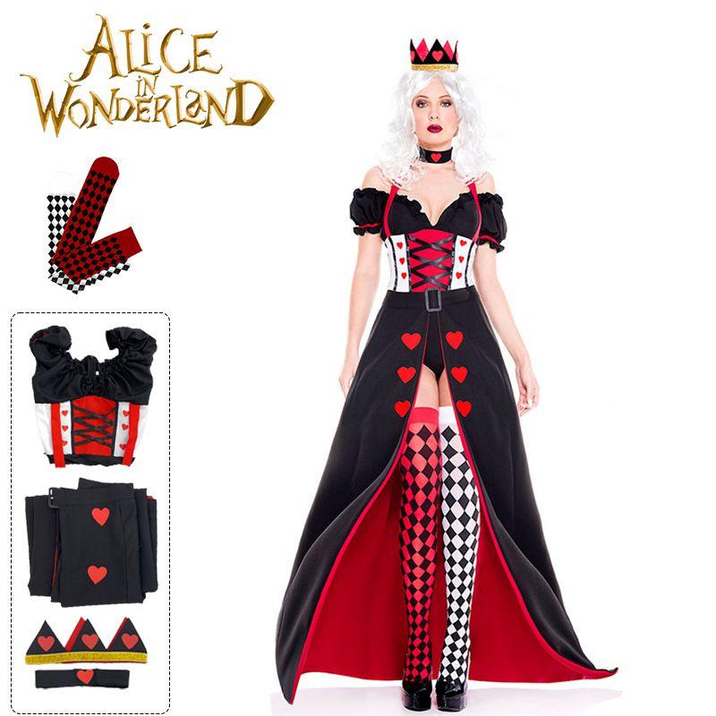 Alice Wonderland In The Red Queen Cosplay Costume Outfits Halloween Carnival