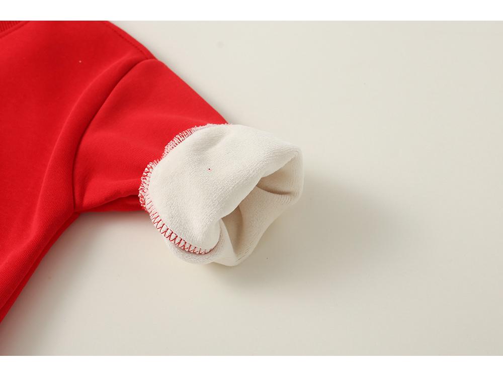 Festive Kids' Red New Year Thickened Pullover Hoodie