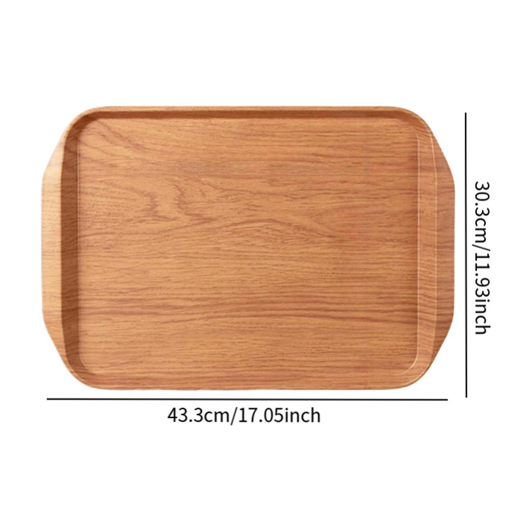 Melamine Wood Grain Tray Rectangular Lightweight Multipurpose Decorative Serving Platter Dinner Tray for Coffee