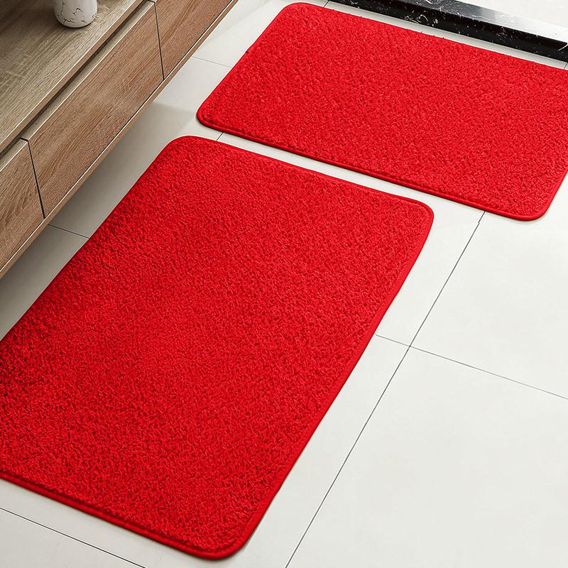 Hot-Selling Solid Color Imitation Cashmere Floor Mat Bathroom Door Mat Bathroom Absorbent Foot Mat Two-Piece Set