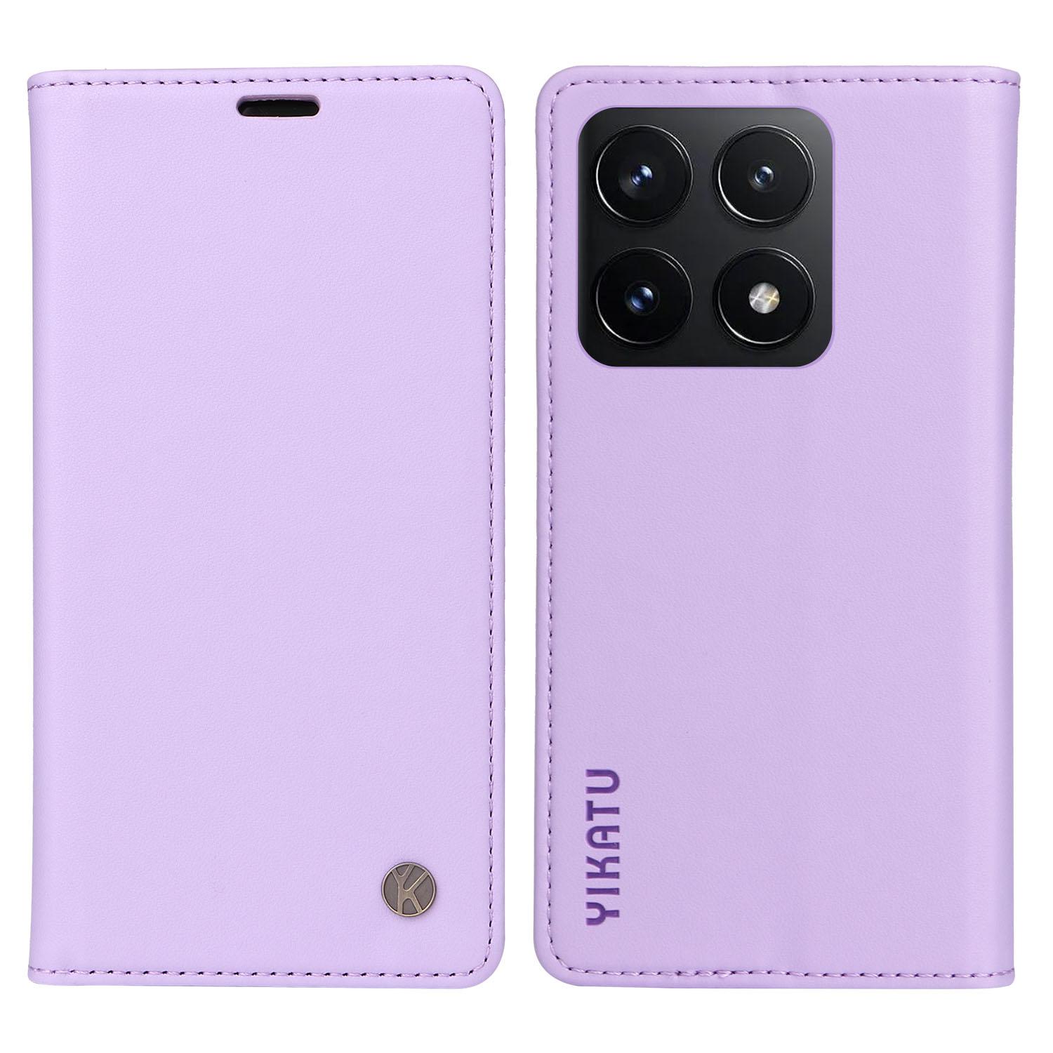 

YIKATU YK-001 For Xiaomi 14T Case Stand Leather Phone Cover Strong Magnetic Closure Light Purple