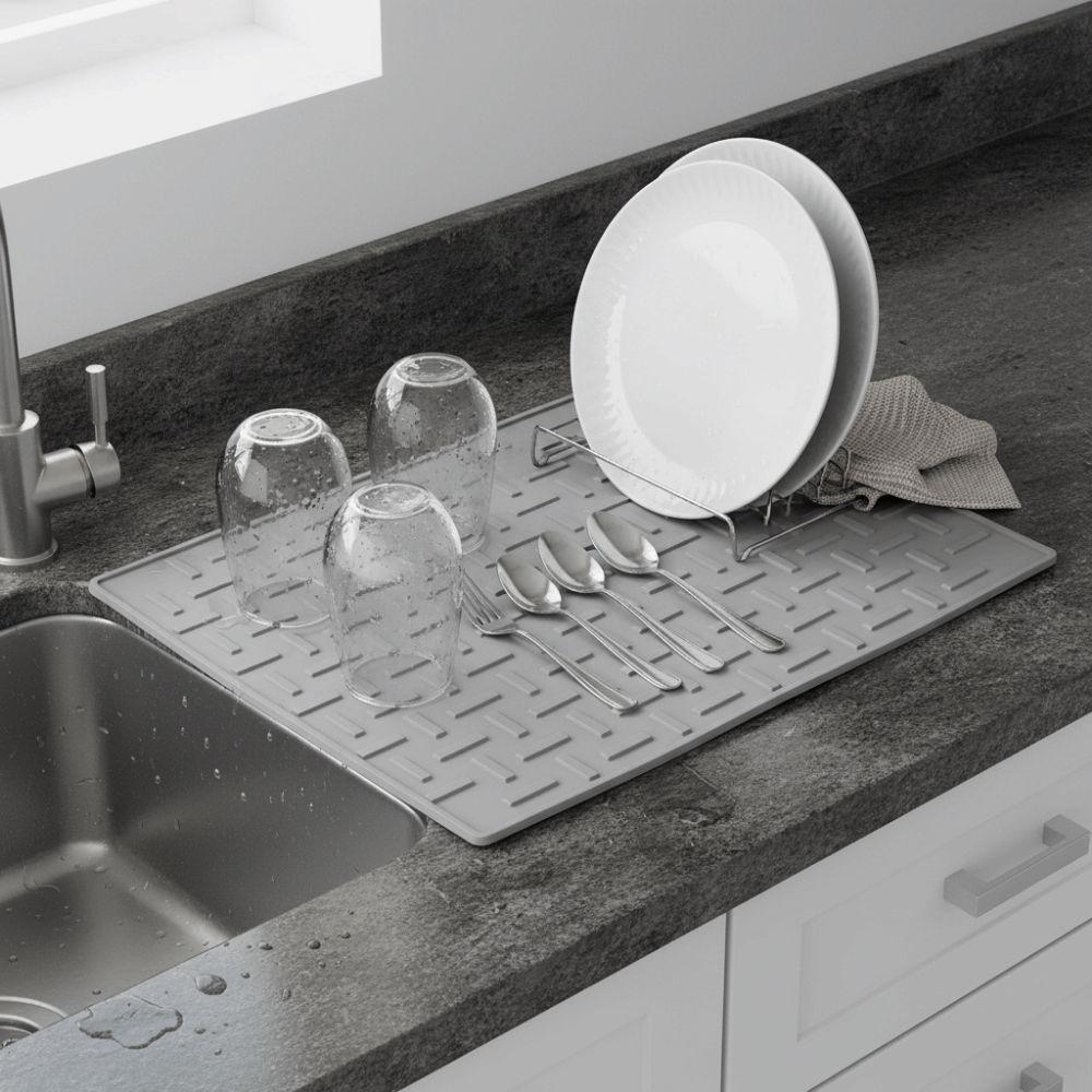Heat Insulation Silicone Drainage Mat Slope Design Silicone Material Kitchen Drain Pad Drainage Function Heat Resistant