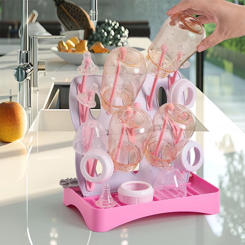 Foldable Dustproof Drying Rack for Baby Bottles and Cups
