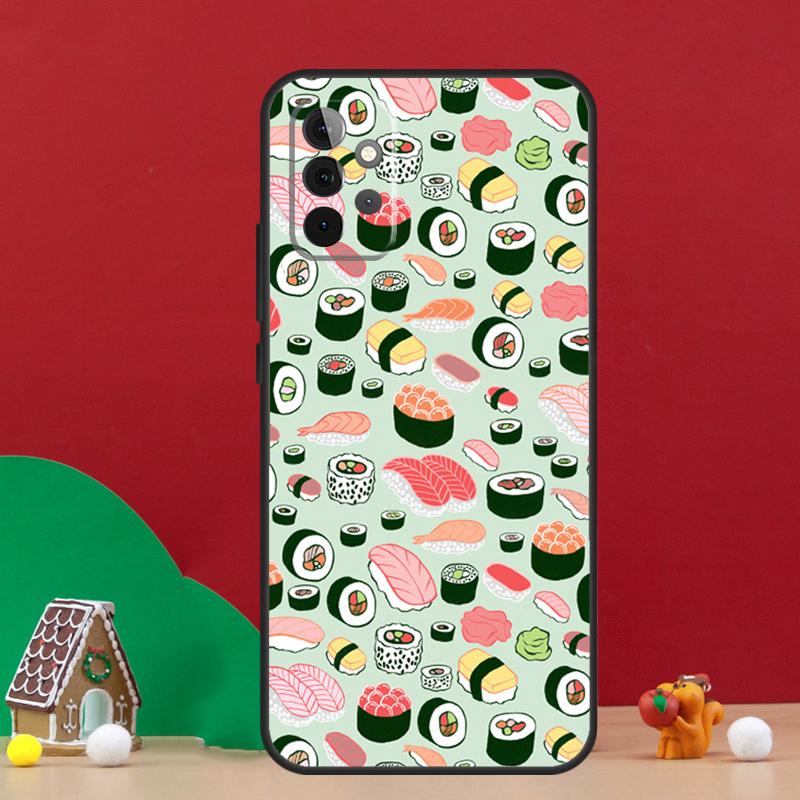 Kawaii Sushi Pattern Case For Samsung Galaxy A17 A06 A16 A56 A36 A54 A34 A14 A52 A32 A13 A23 A33 A53 A15 A35 A55