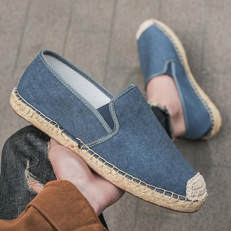 Men Blue Denim Canvas Shoes Social Shoe Male Casual Loafers Designer Shoes Breathable Comfortable Summer Shoe Fashionable Lazy