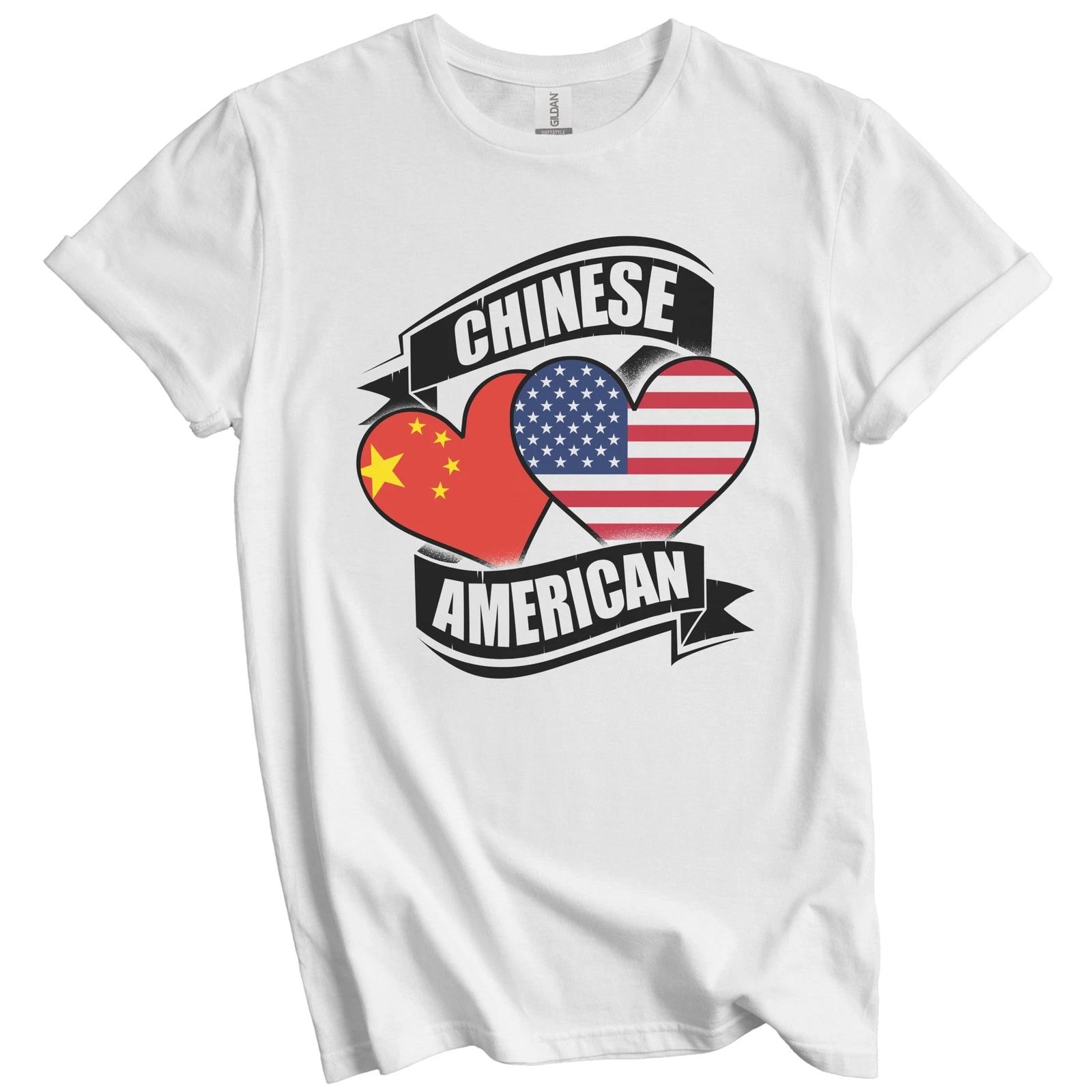Американское китайское сердце Флаги США и Китая Футболка 4XL