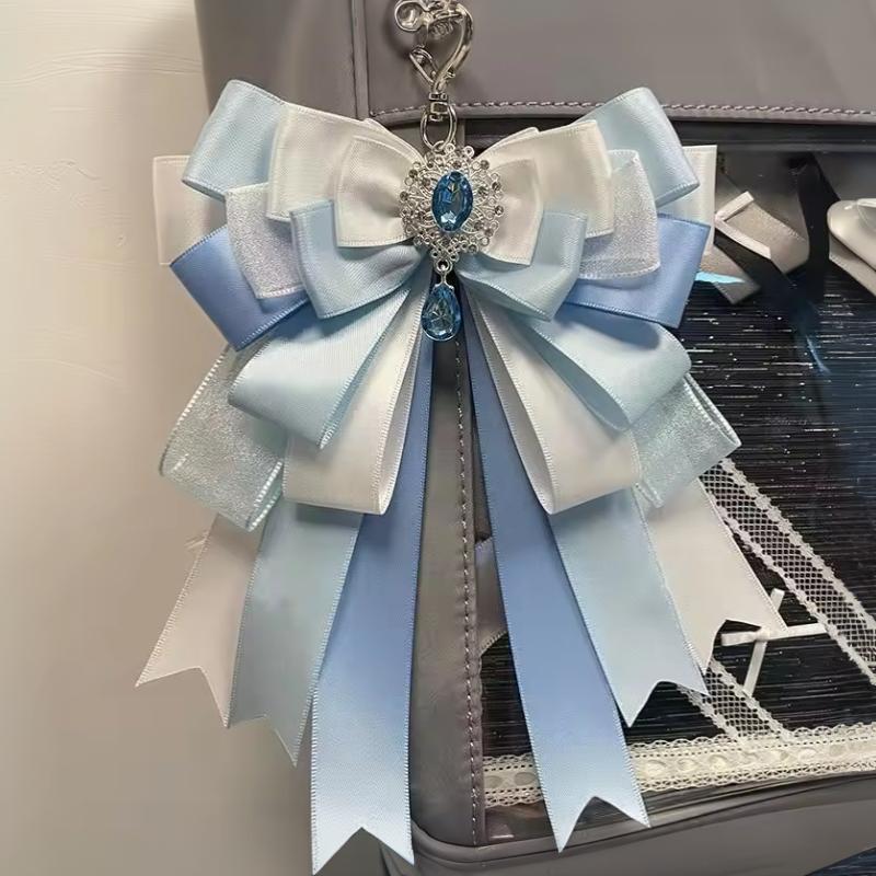 Anime DIY Itabag Double Layer Bow Ribbon Pendant Lolita Handbag Soft Durable Bag for School Travel Cosplay