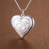 Silver-Plated Heart-Shaped Photo Frame Necklace with European and American Design