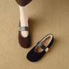 Fleece varma mjuksulade enkelskor dam retro rund tå med platt botten Mary Jane 2025 nya grunda mormorsskor