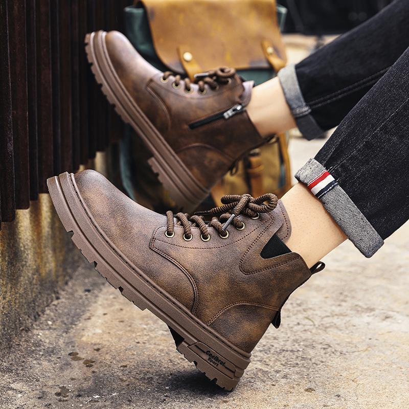 Ankle Boots Men's Denim Boots Rubber Sole Men Work Shoe Brown Motorcycle Shoes Platform Designer Shoes Classic Short Boots