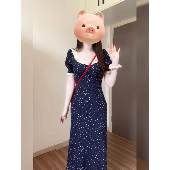2026 New Summer French Polka Dot Dress for Women: Elegant, Petite, and Timelessly Beautiful S (Up to 90 lbs)
