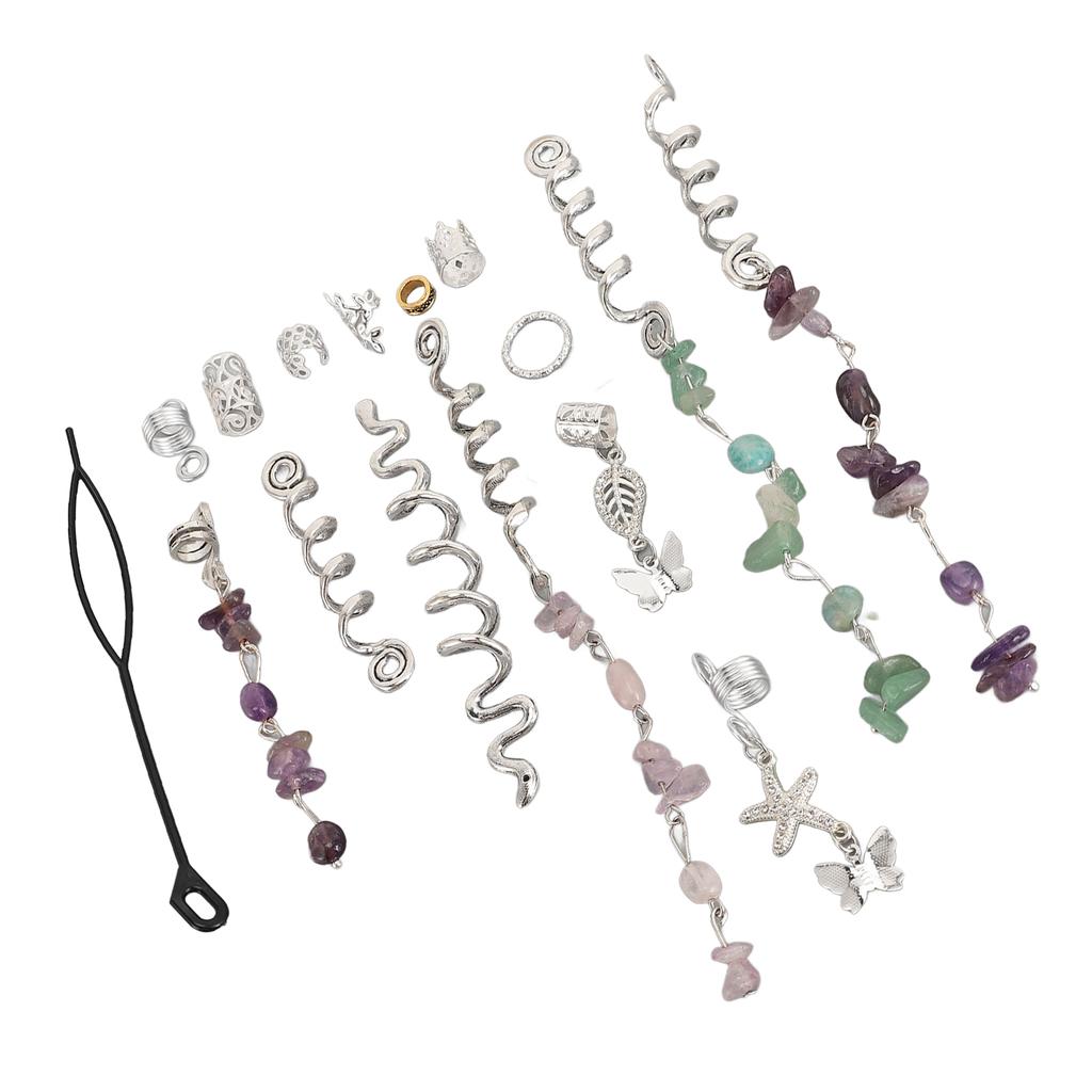 Hair Dreadlocks Rings Hair Braid Clips Alloy Braid Hair Jewelry for Banquets Film Shows Weddings Silver