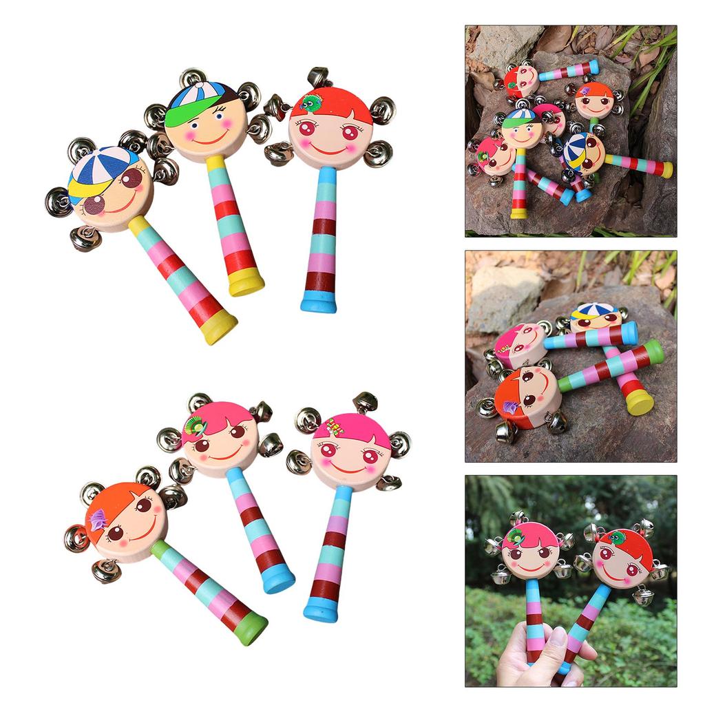 Pack Of 6 Cartoon Rattle Drum Toy For Babies Promoting Sensory Auditory Development And Hand Coordination For Easy Grip