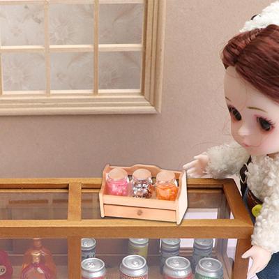 1/12 Candy Jars Dollhouse Food with Slices Pretend Play Display Holder Mini Storage Shelf