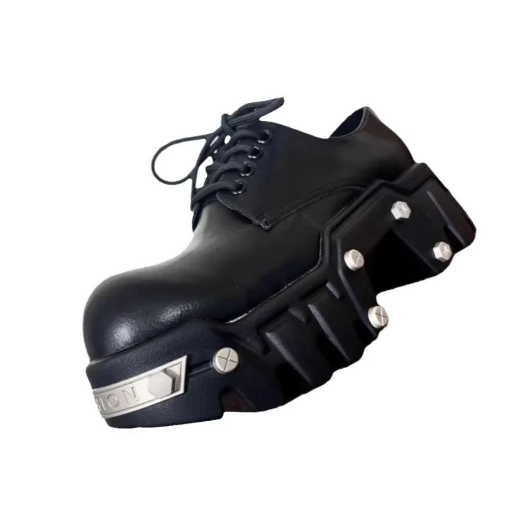 Höhenerhöhung 8cm Low-top Bulldozer Herren Plateau Big Head Leder Britische Derby Casual Schuhe