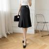 Summer Medium Length High Waist Women Fishtail Skirt Formal Trumpet / Mermaid Office Black Skirts