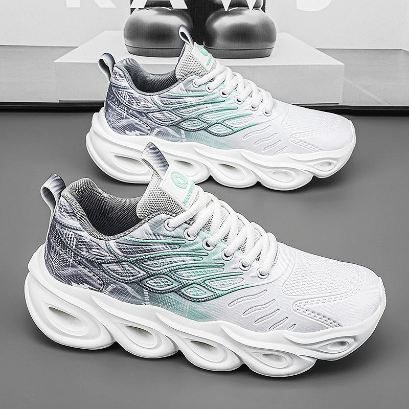 

Men s shoes summer breathable versatile fly-woven mesh sports shoes casual running thick-soled shock absorption heightening little white dad shoes 44