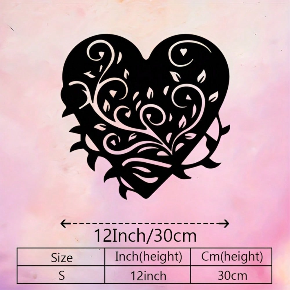 Abstract Heart Black Iron Wall Art Sculpture for Bedroom Wedding Romantic Valentine Gift