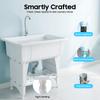 Freestanding Laundry Sink with Faucet, Large Capacity Utility Wash Basin with Storage Shelf, 220lbs Load, PP Stainless Steel