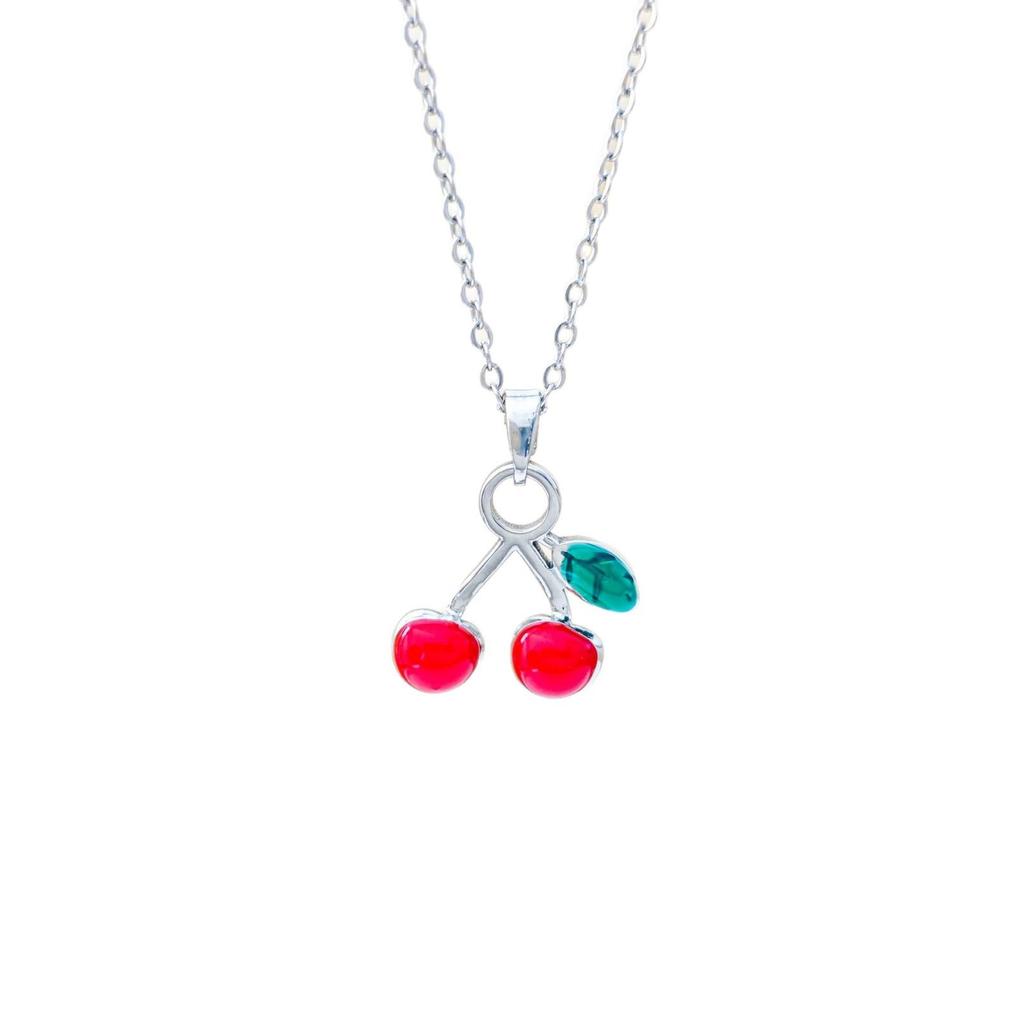 Exquisite Red Cherry Pendant Necklace - Women's Luxurious Summer Clavicle Accessory