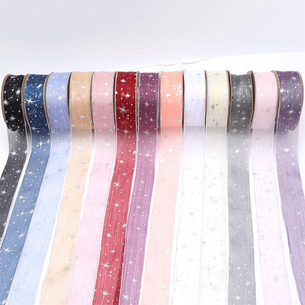 25mm Width Starry Sky Ribbon Organza Wedding Party Ribbon Gift Bouquet Wrap Ribbon  Cake Decoration