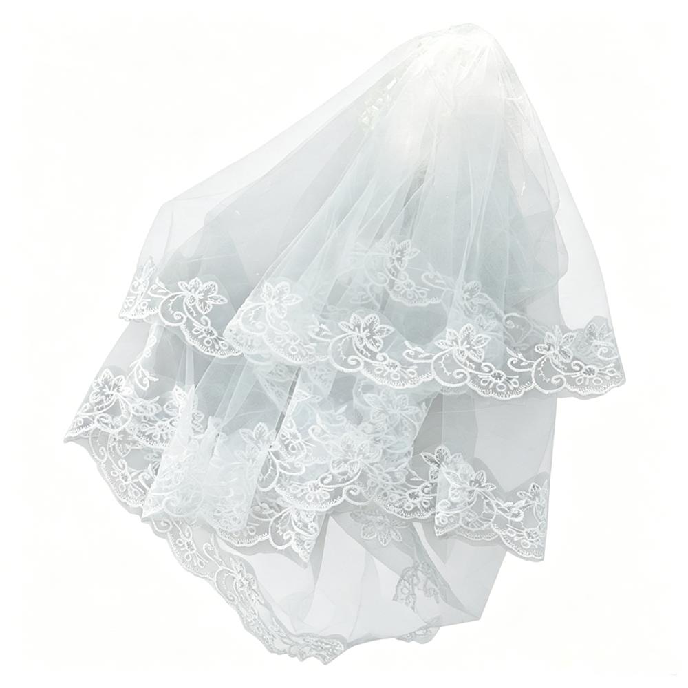 Long White Wedding Veil Elegant Floral Lace Edge Bridal Veils White Wedding Veil Bridal Hair Accessory for Bride Wedding Party