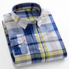 Modische koreanische Trends lässige langärmlige Hemden für Herren Slim Fit schlichtes Hemd 100% Baumwolle karierte gestreifte Oberteile weiche Designerkleidung