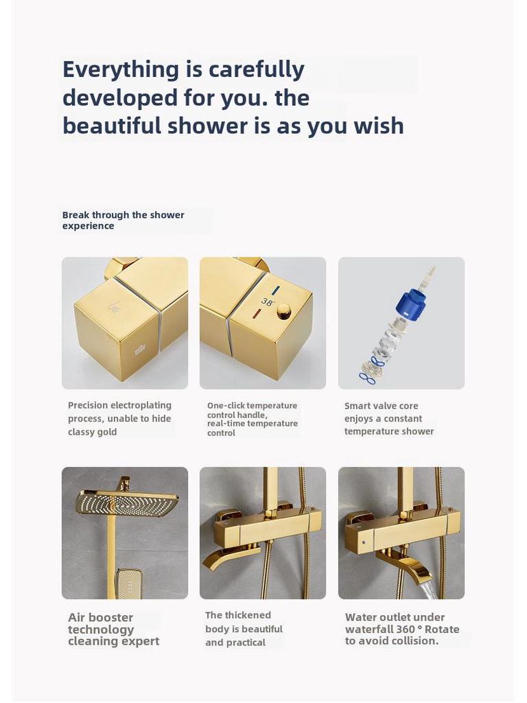 Thermostatic Shower Set with One-Touch Temp Lock & Boost Shower Head