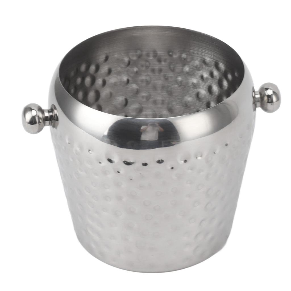 Ice Bucket Stainless Steel Mini Insulated Frozen Container for Bar Wine Champagne 1L Sliver