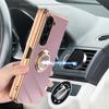 Car Magnetic Adsorption 6D Plating Silicone TPU Case With Ring For Samsung Galaxy Z Fold5 Fold6 Fold 6 5 4 5G Back Stand Bumper Shell Cover Potector